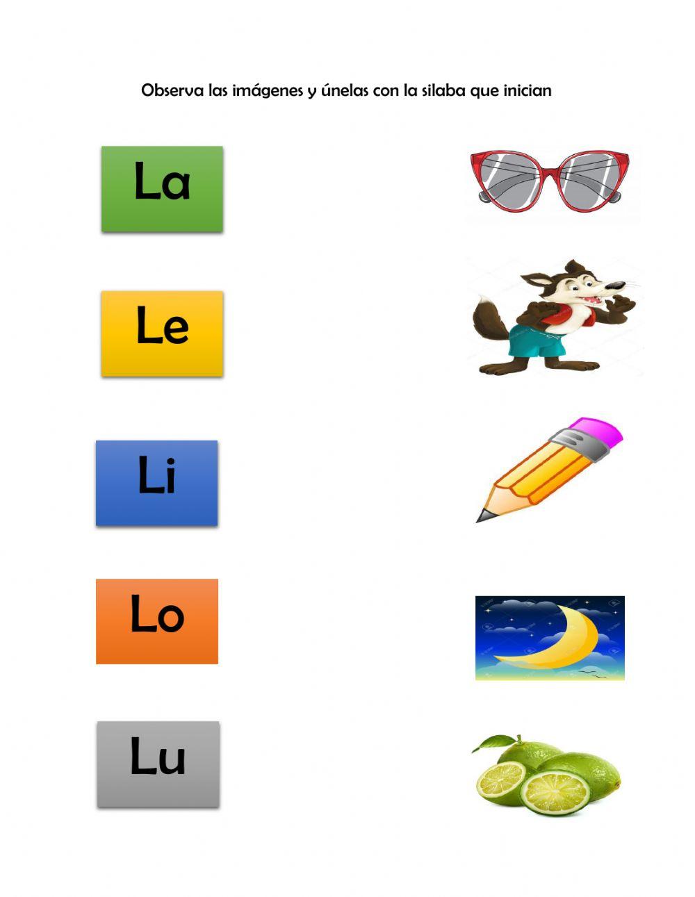 Silaba la le li lo lu worksheet | Live Worksheets