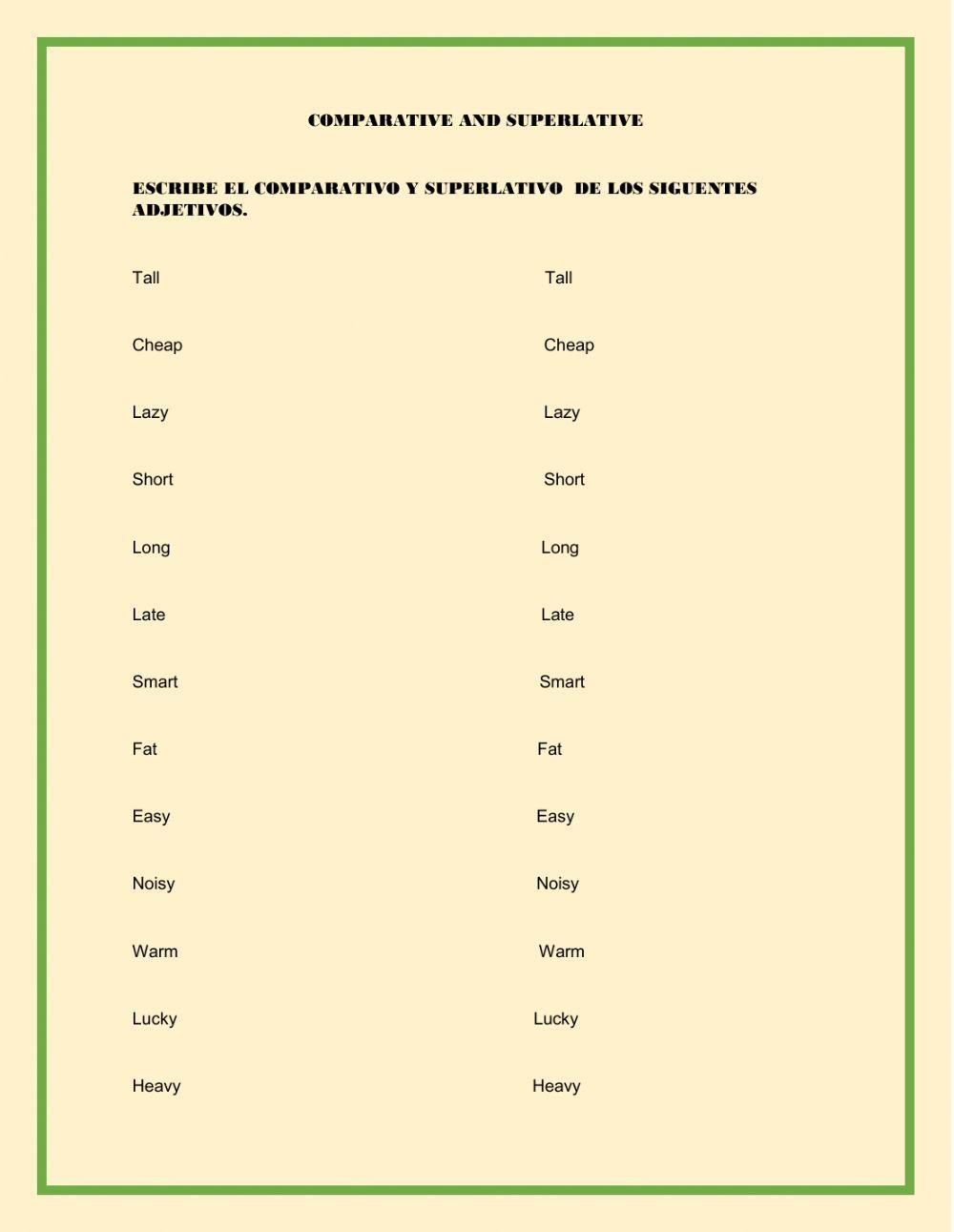 The comparative and superlative