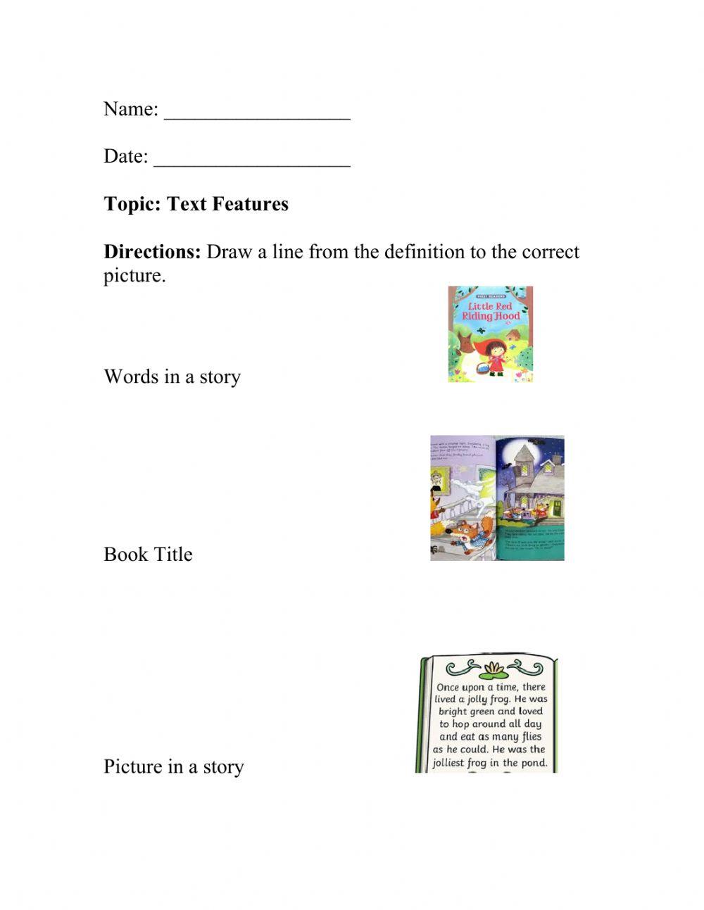 Text Features interactive activity | Live Worksheets