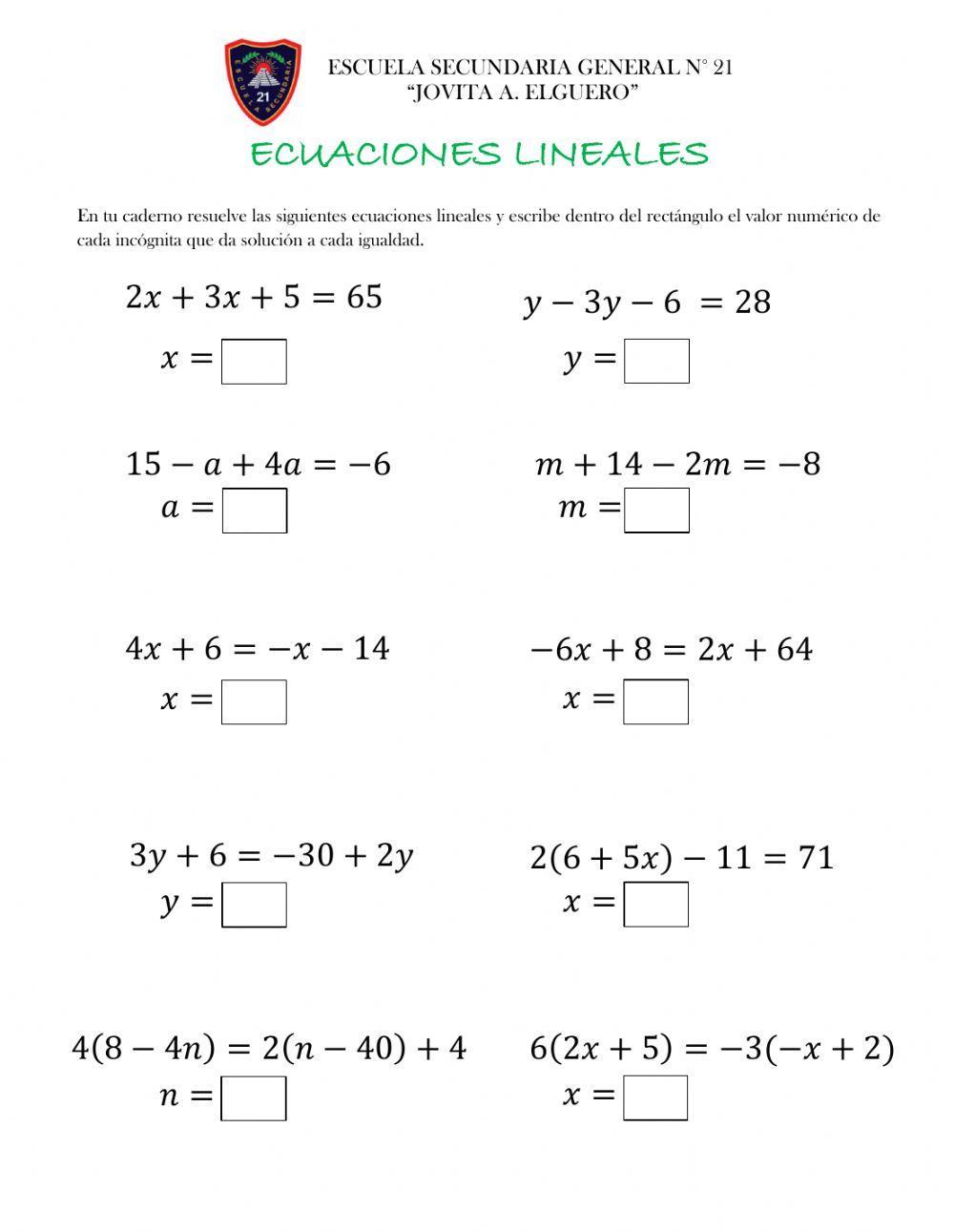 Ecuaciones lineales