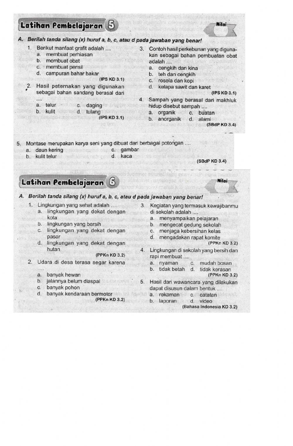 Evaluasi Pembelajaran Kelas 5 Tema 3