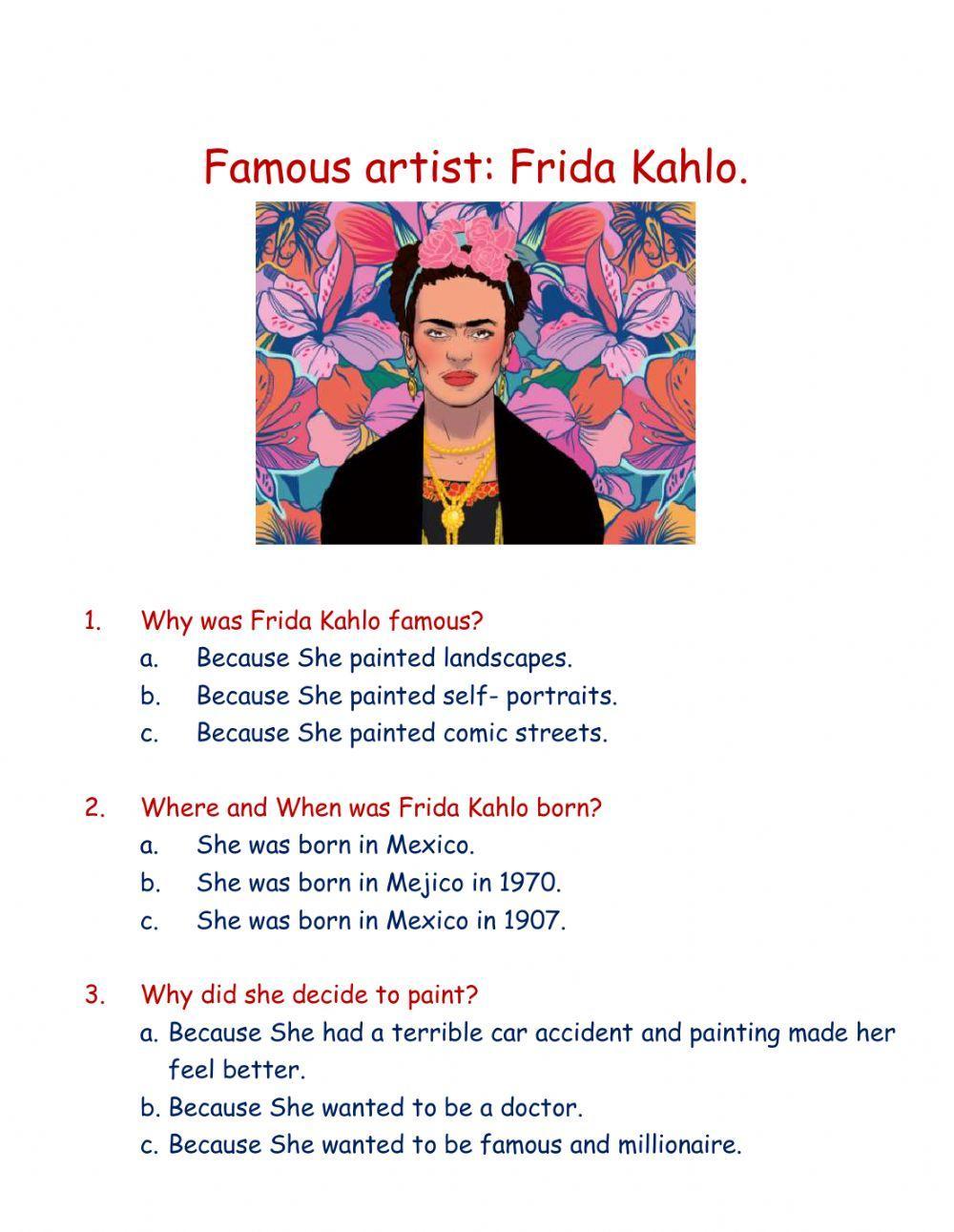 Frida Kahlo reading test.