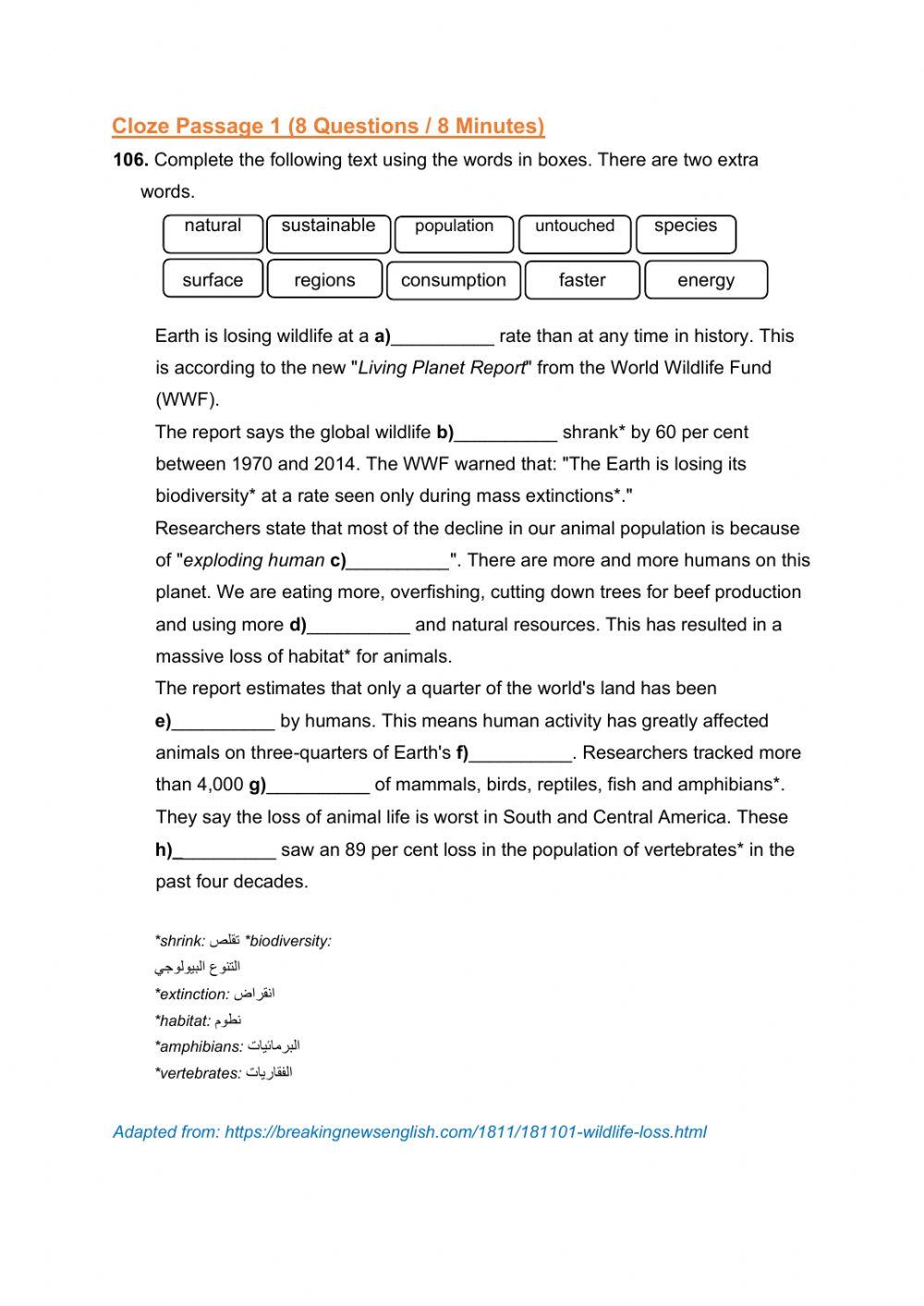 Emsat Mock Exam Part 4 Cloze