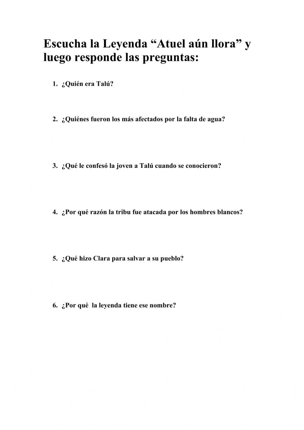 Atuel aún Llora - Comprensión Lectora