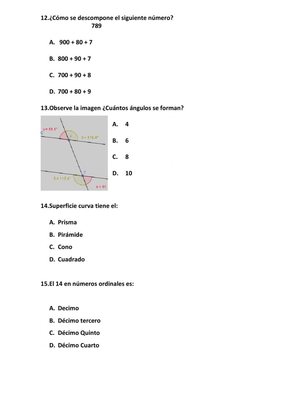 Examen Quimestral Tercero