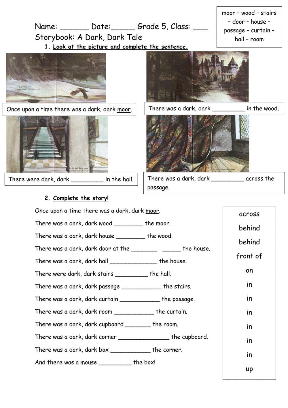 A Dark, Dark Tale worksheet