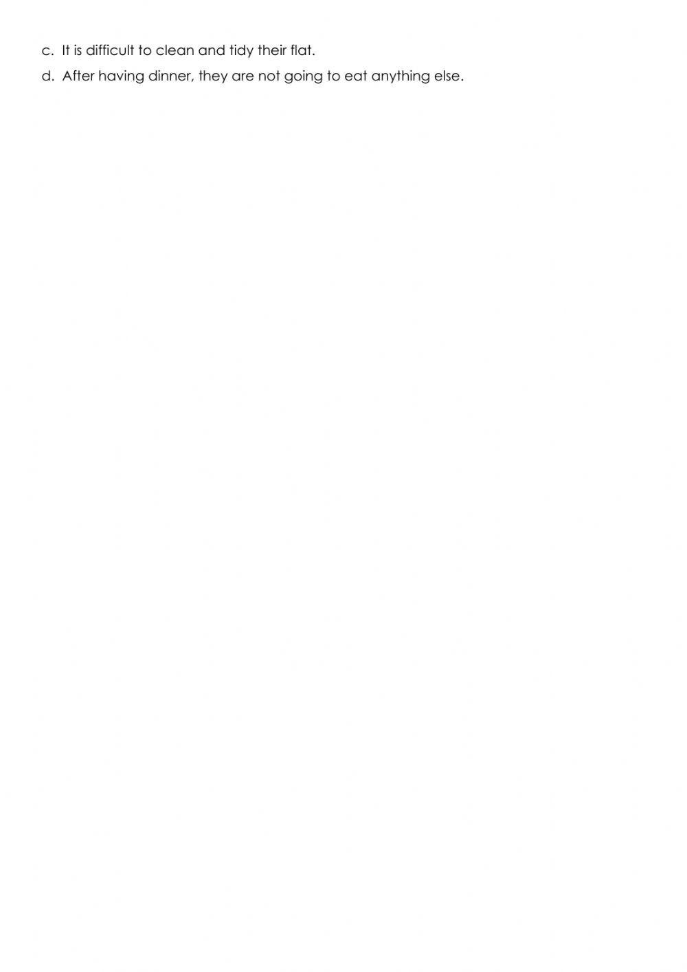 Household chores Reading comprehension