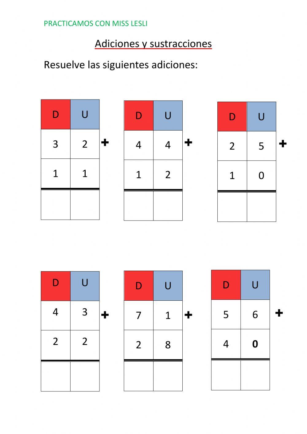 Adiciones y sustracciones