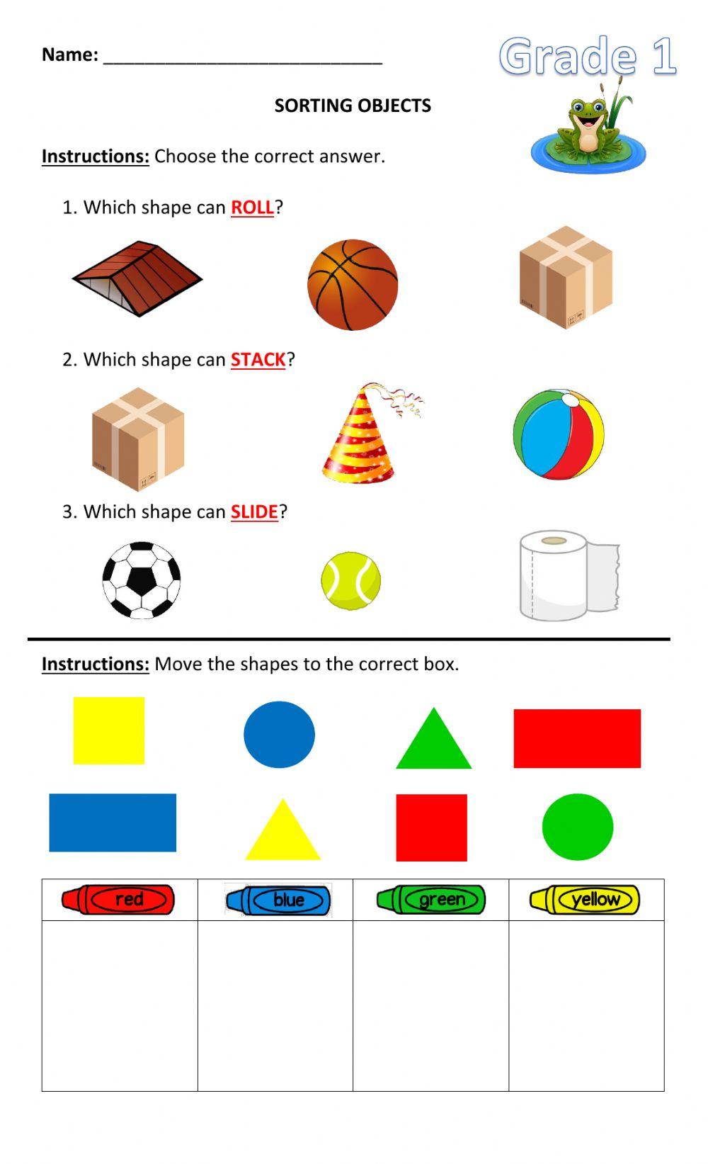 Classifying Objects Worksheets
