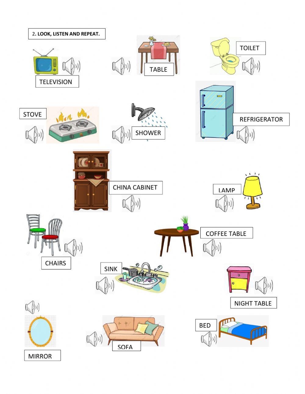 Parts of the house and objects.