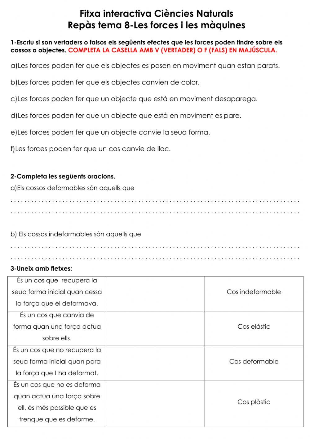 CN Activitats repàs T8 -Les forces i les màquines-