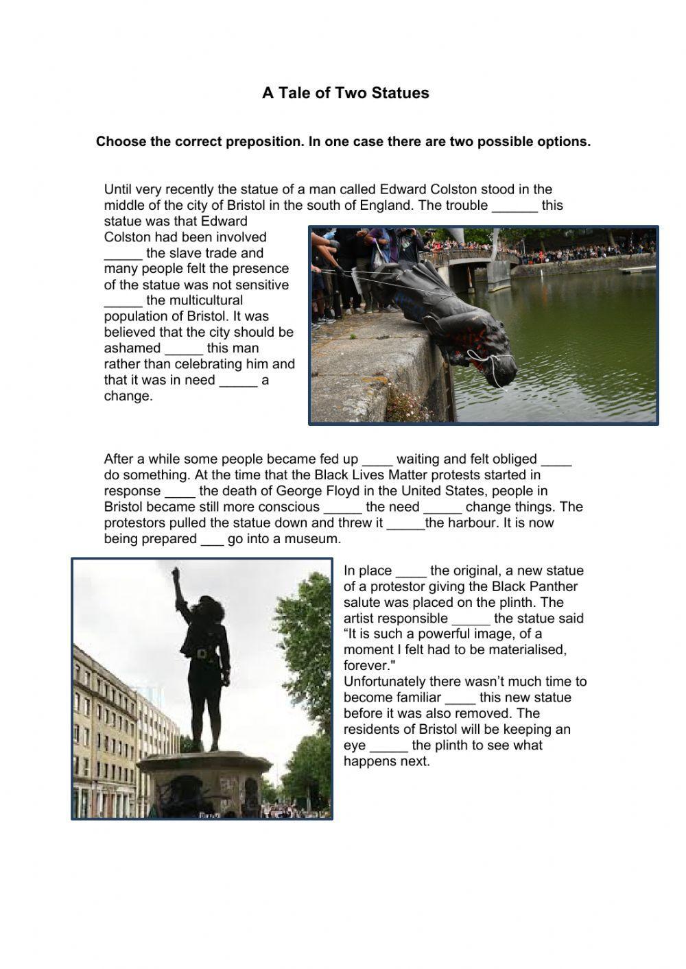 Dependent Prepositions: A Tale of Two Statues