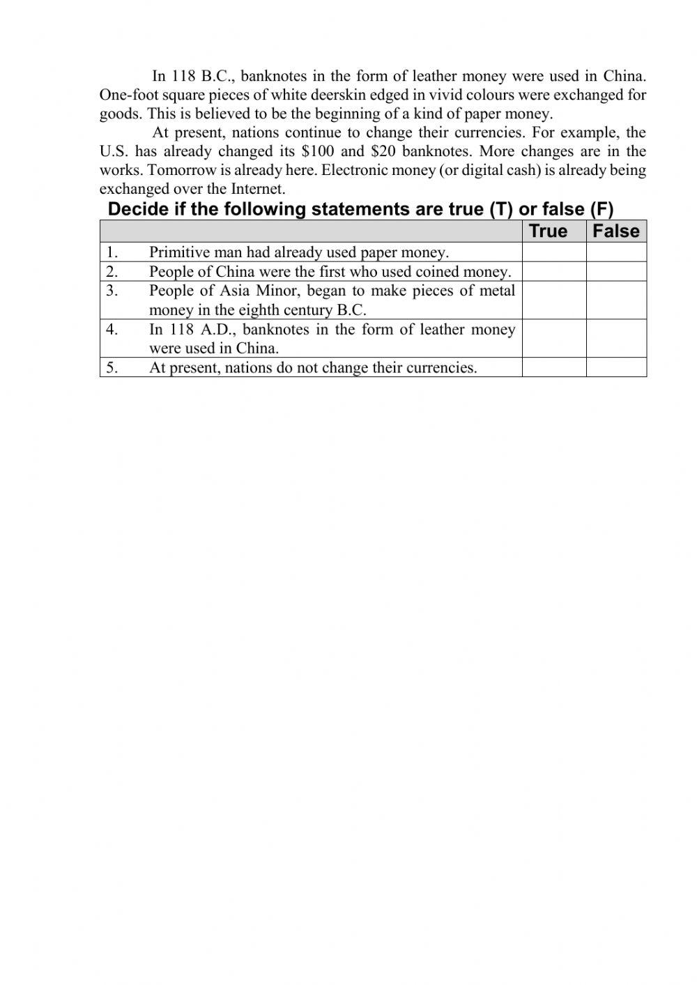 From the history of money