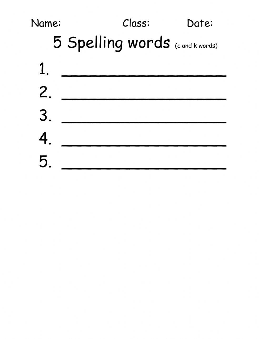Spelling c and k words