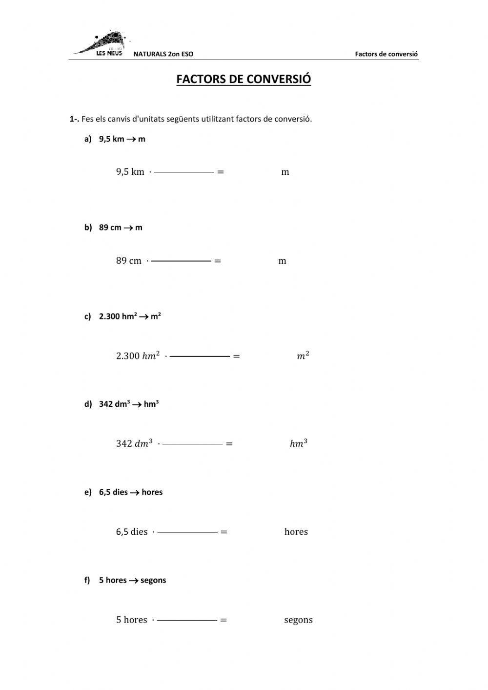 Factors de conversió - Part 1