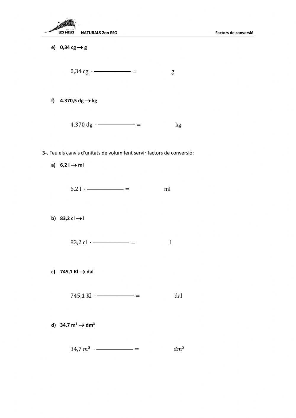 Factors de conversió - Part 1