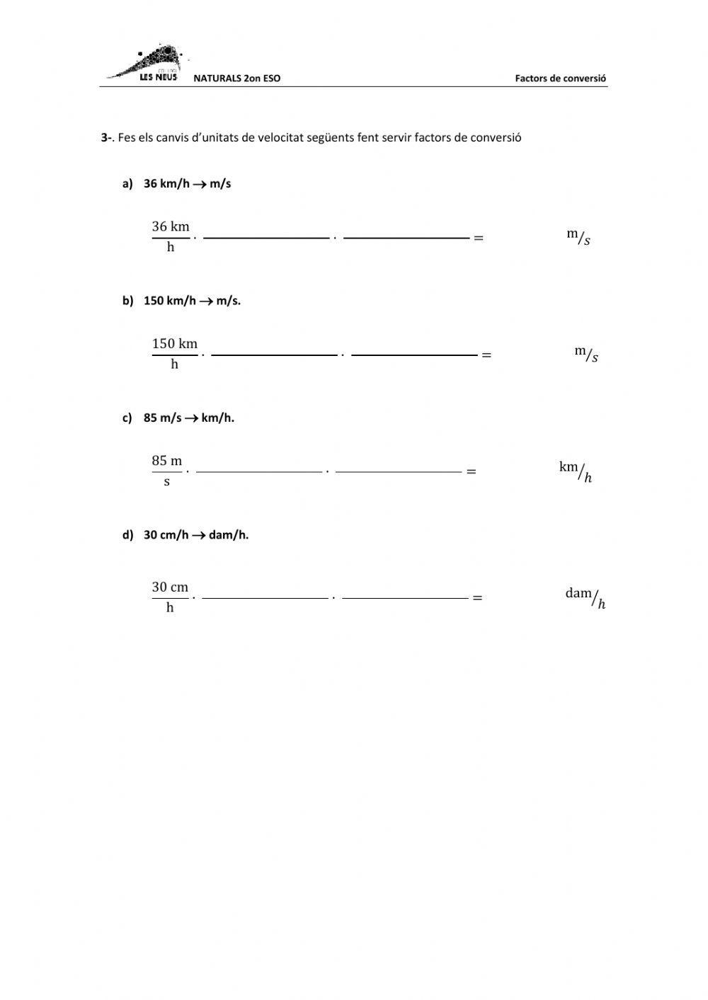Factors de conversió - Part 2