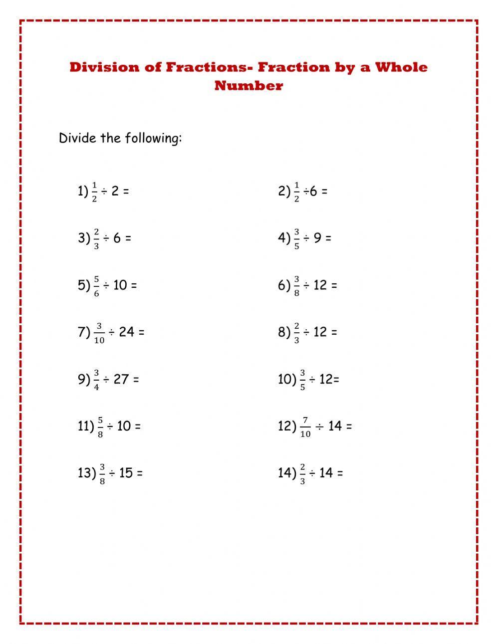 Dividing Fractions by a Whole Number