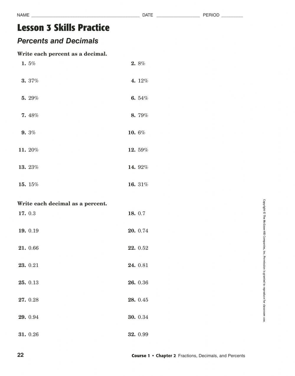 Chapter 2, Lesson 3 Skills Practice