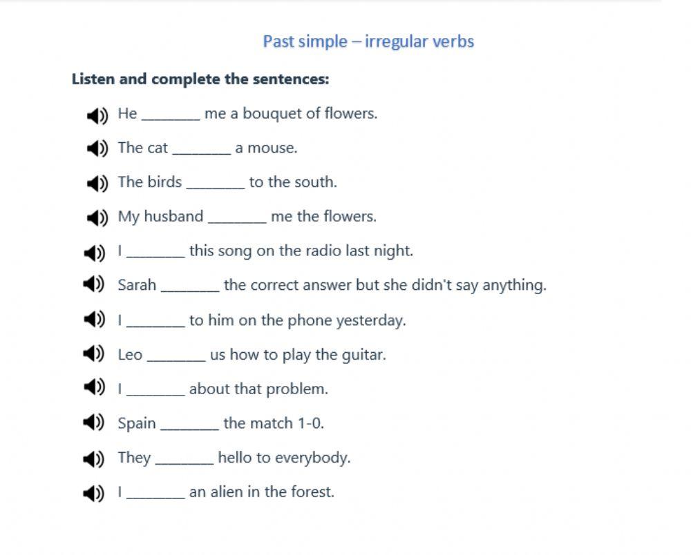 Past simple - irregular verbs