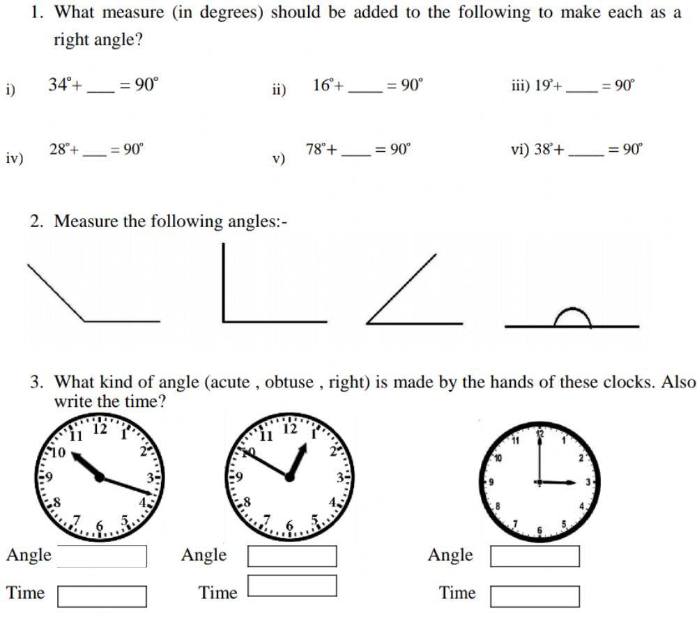 Angles, types of angles
