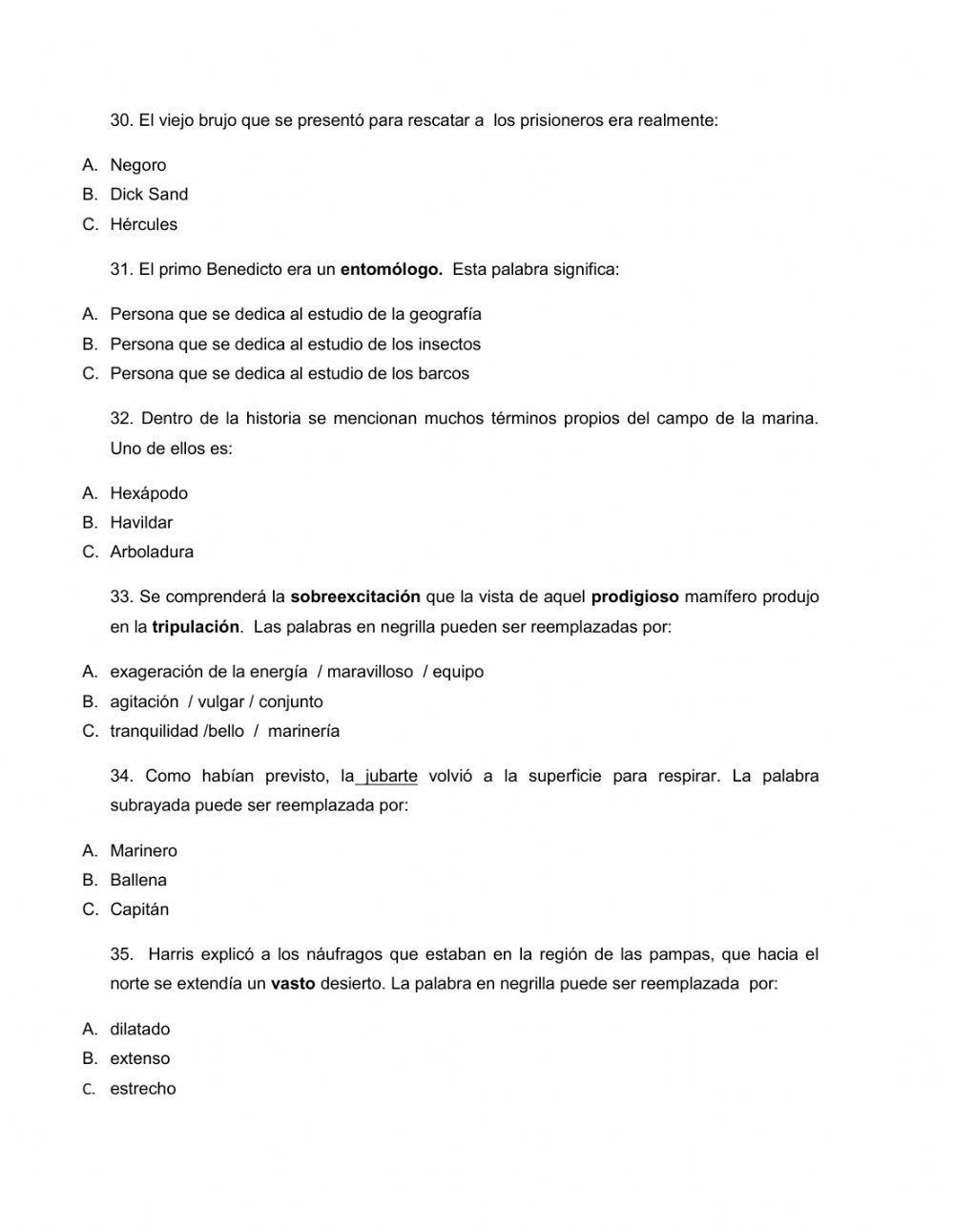 Evaluación plan lector: un capitán de 15 años