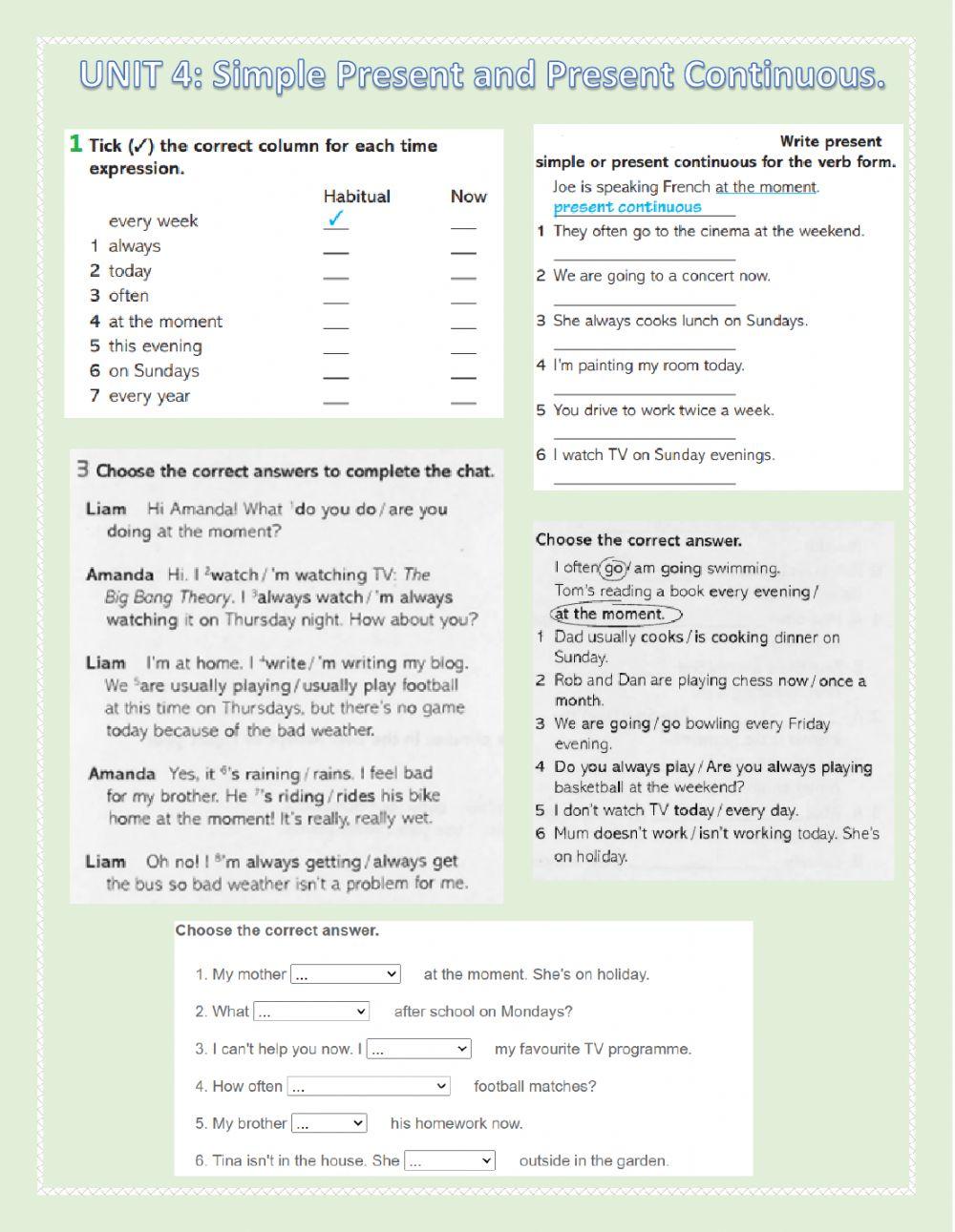 Simple Present and Present Continuous! worksheet | Live Worksheets