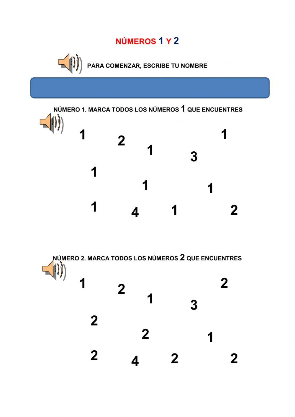 NÚMEROS 1 Y 2