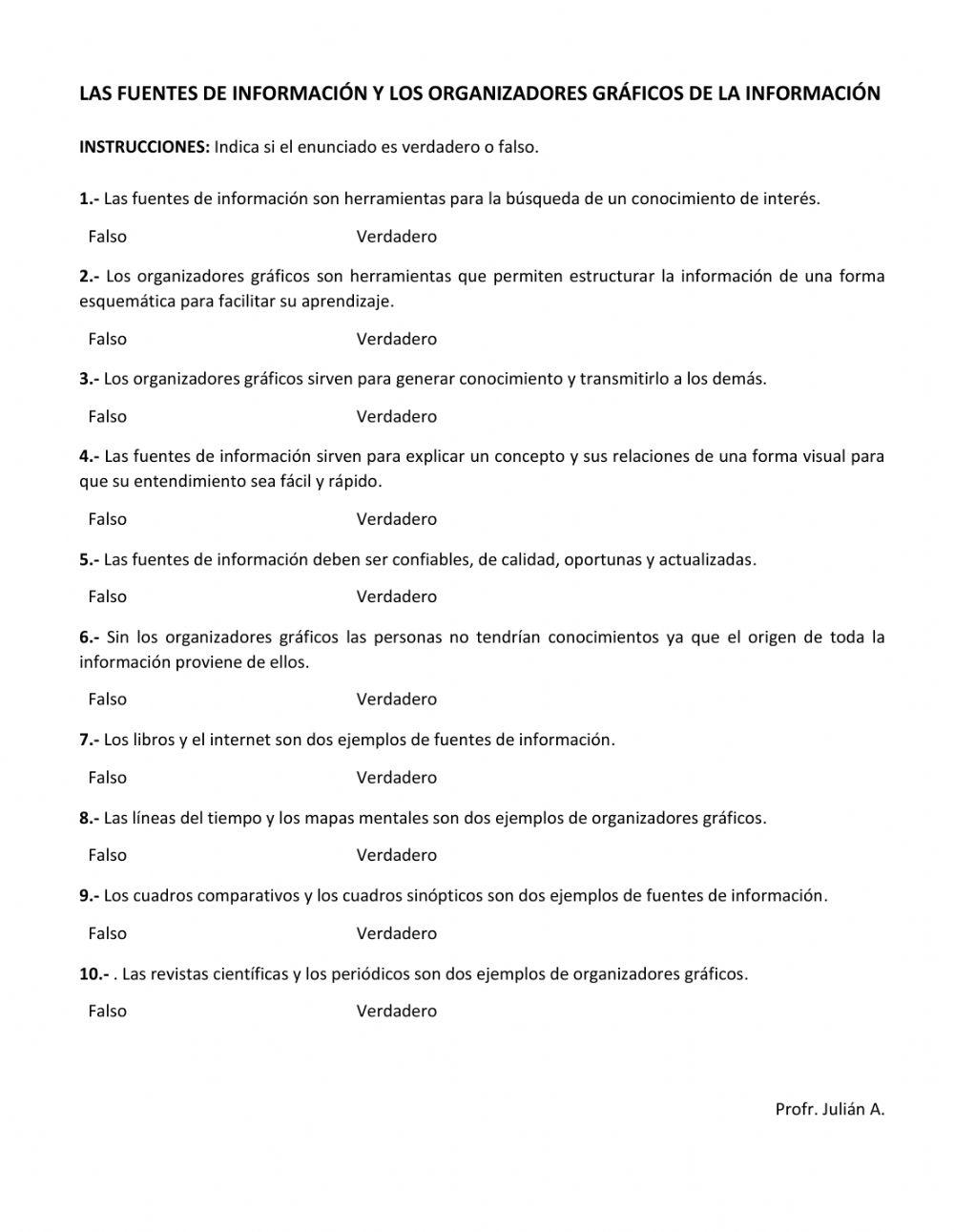 Las fuentes de información y los organizadores gráficos de la información