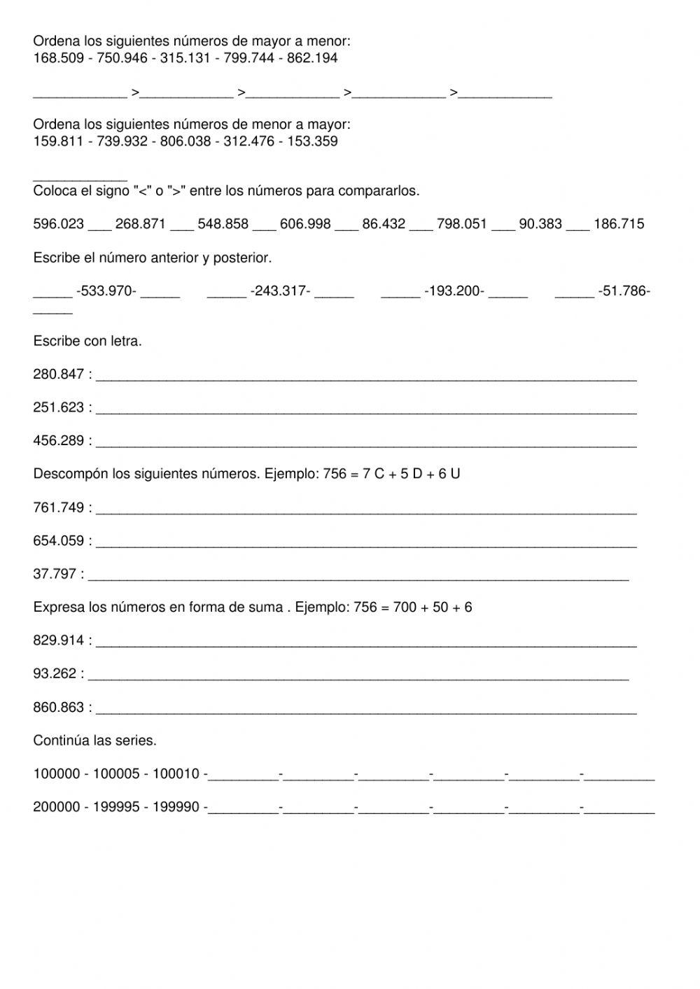 Repaso números de 6 cifras Mari Paz