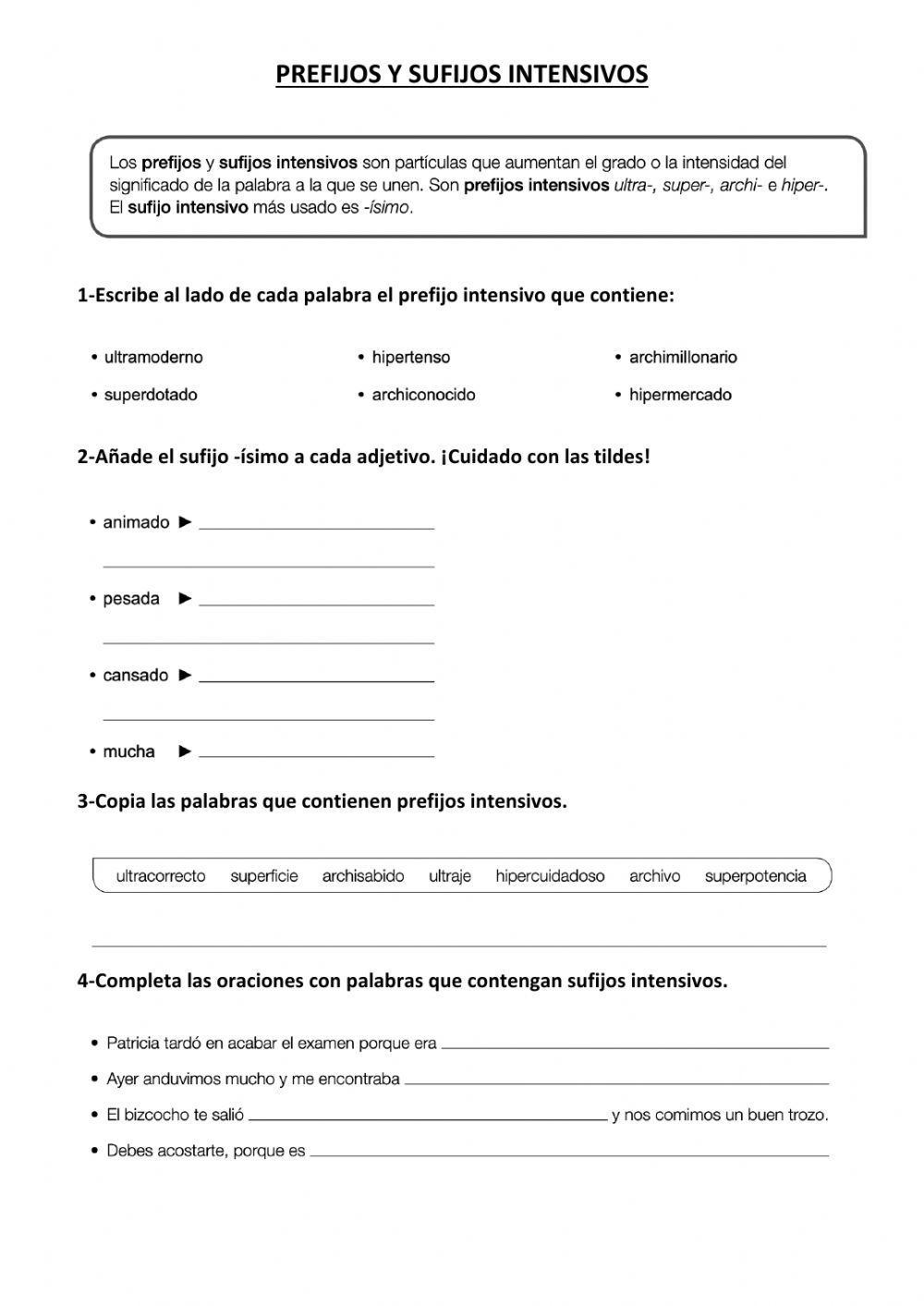 Prefijos y sufijos intensivos