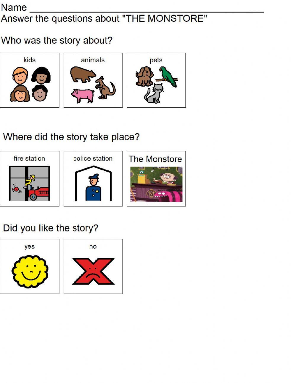 The Monstore Comprehension Questions