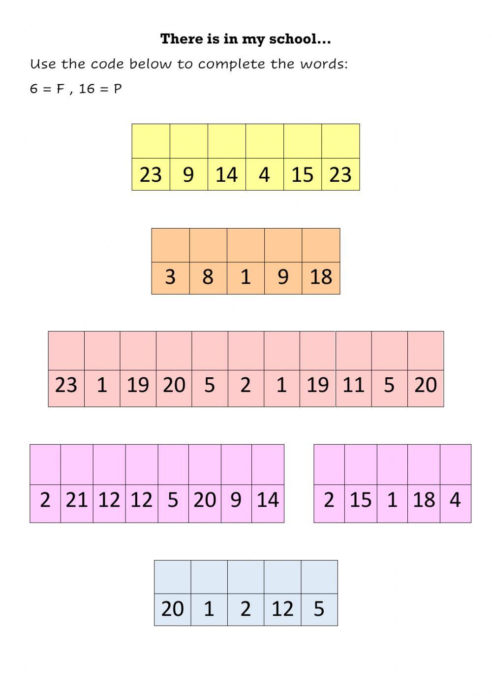 Vocabulary - School items