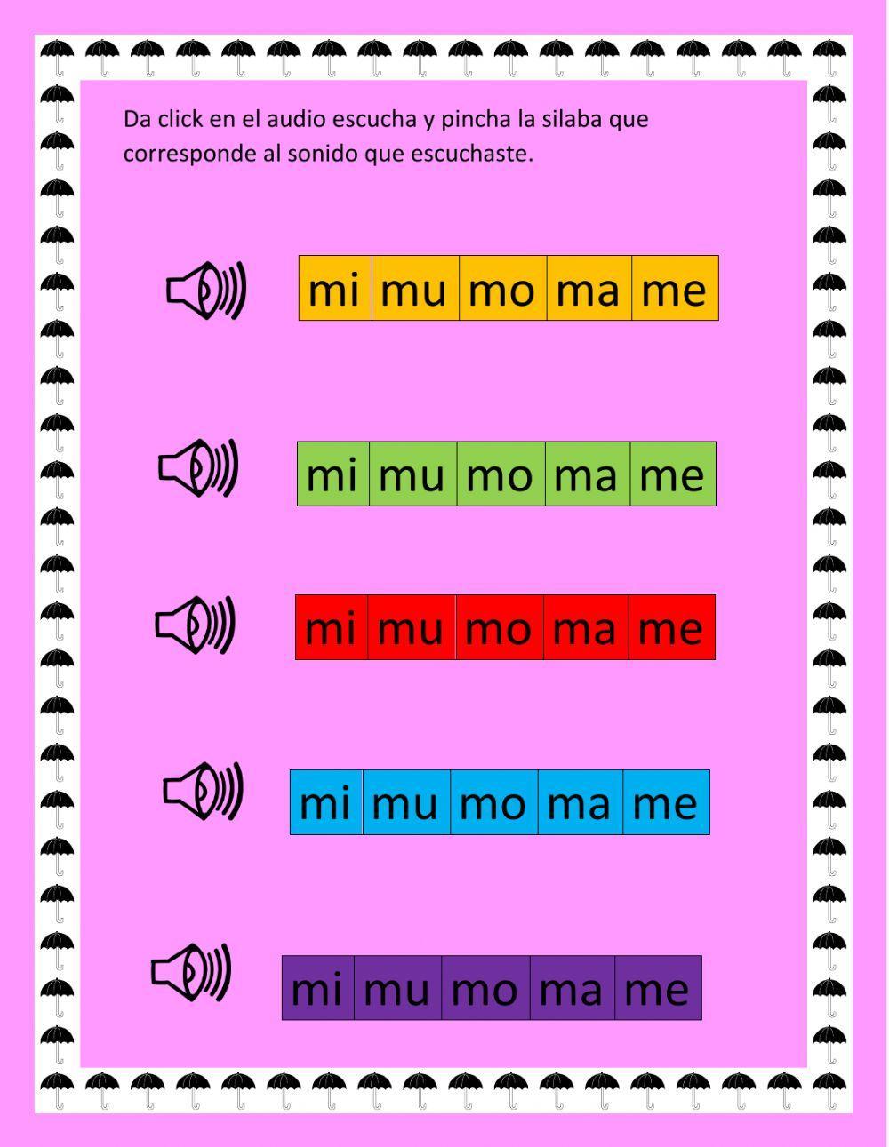 Practica de pronunciación y ortografía: ma, me, mi, mo, mu Worksheet ...
