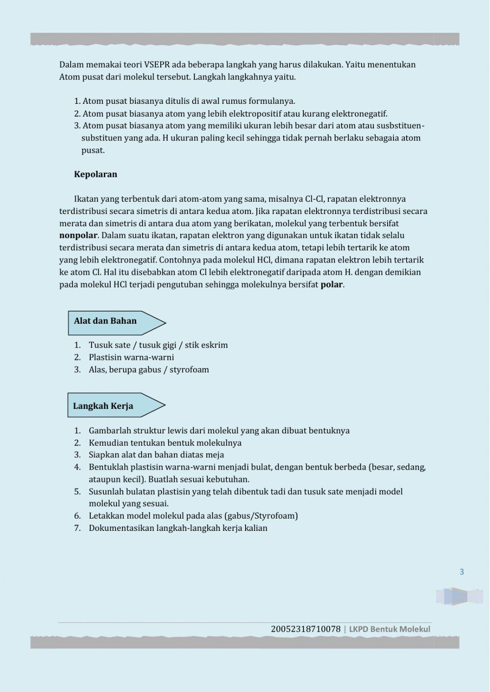 LKPD Bentuk Molekul