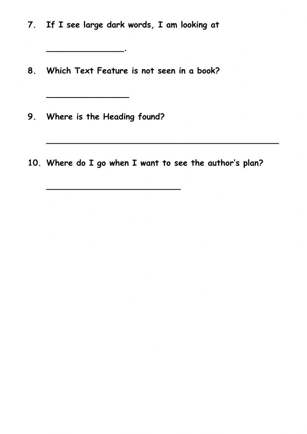 Text Feature interactive worksheet | Live Worksheets