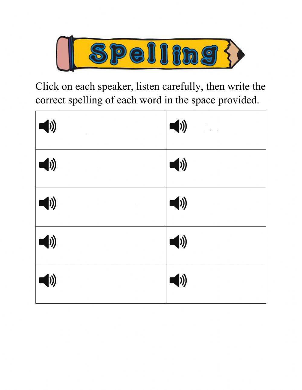 1st spelling test