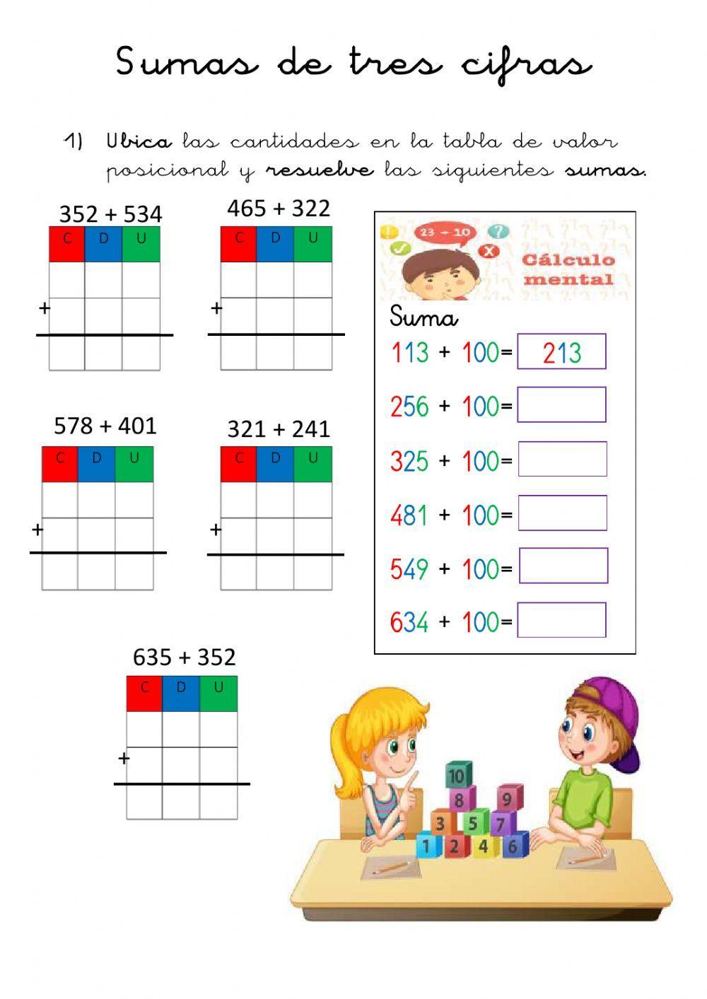 Sumas de tres cifras
