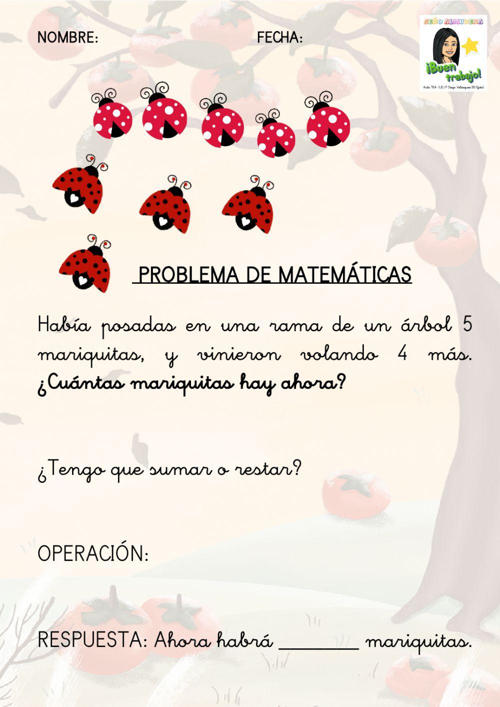 Problema de matemáticas mariquitas Problema de matemáticas mariquitas