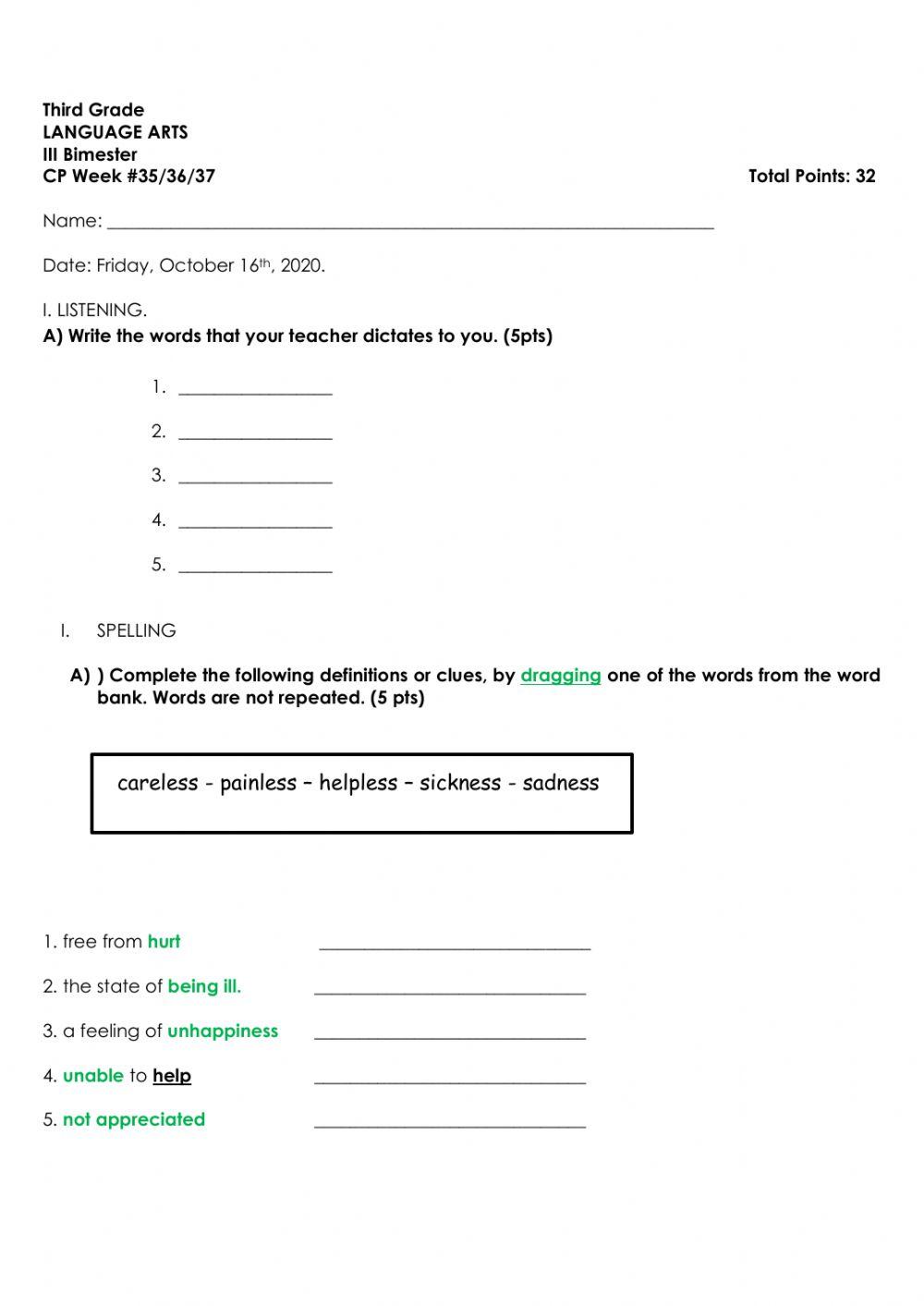 LA CP Week 35,36, and 37 Accomodations