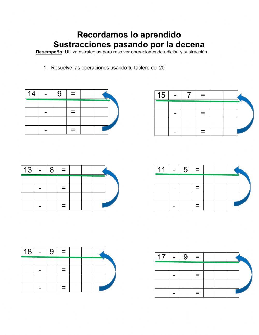 Restas pasando por el 10
