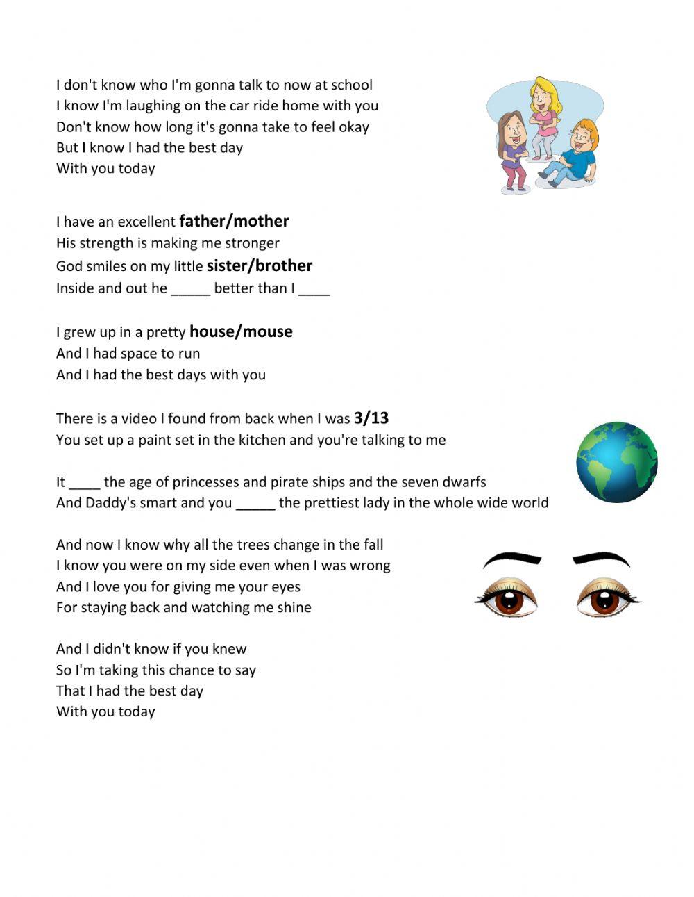 My best day s Free Interactive Worksheets 423659