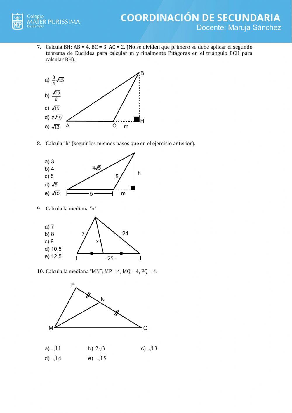 Relaciones metricas en el triangulo oblicuangulo