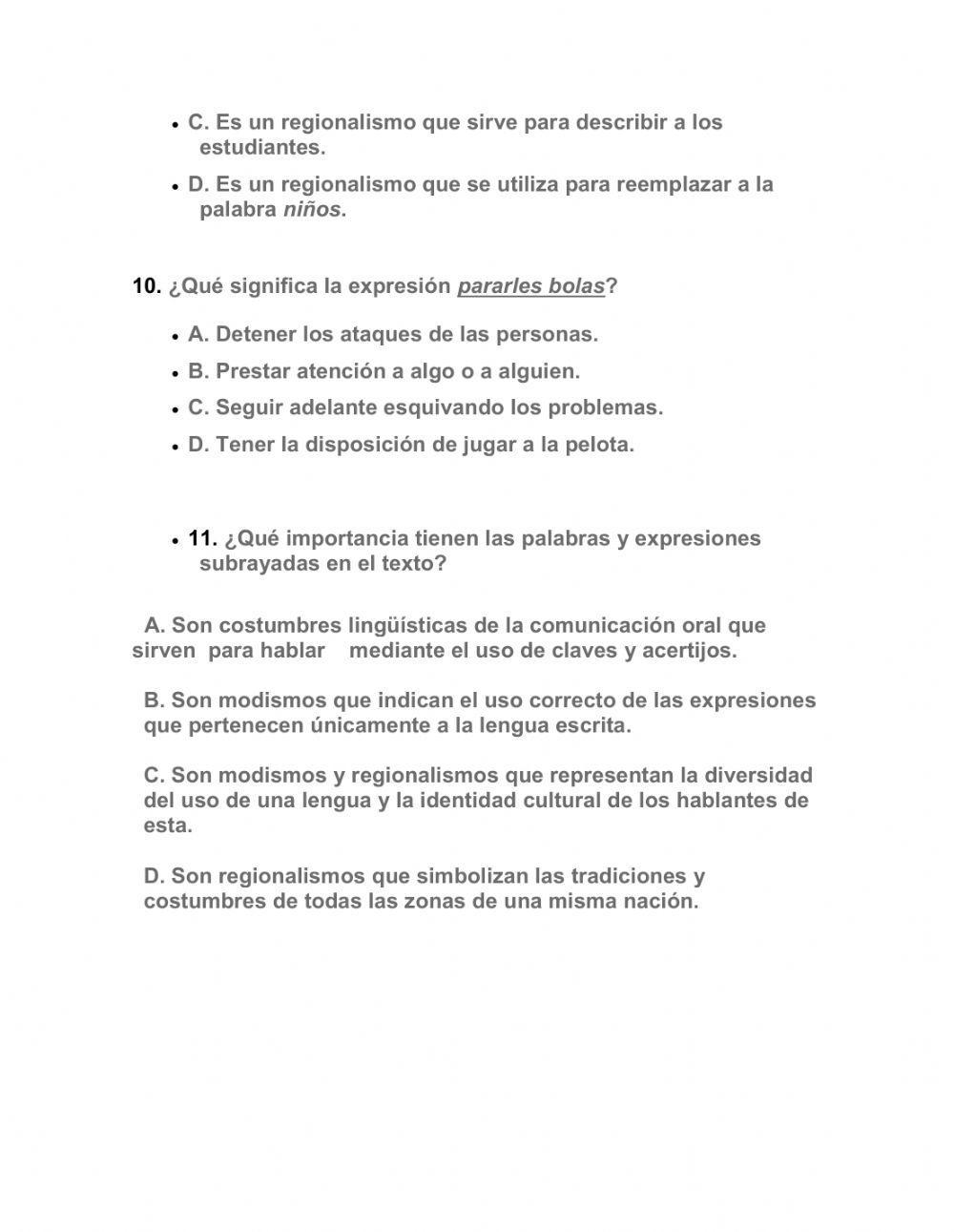 Modismos y Regionalismos