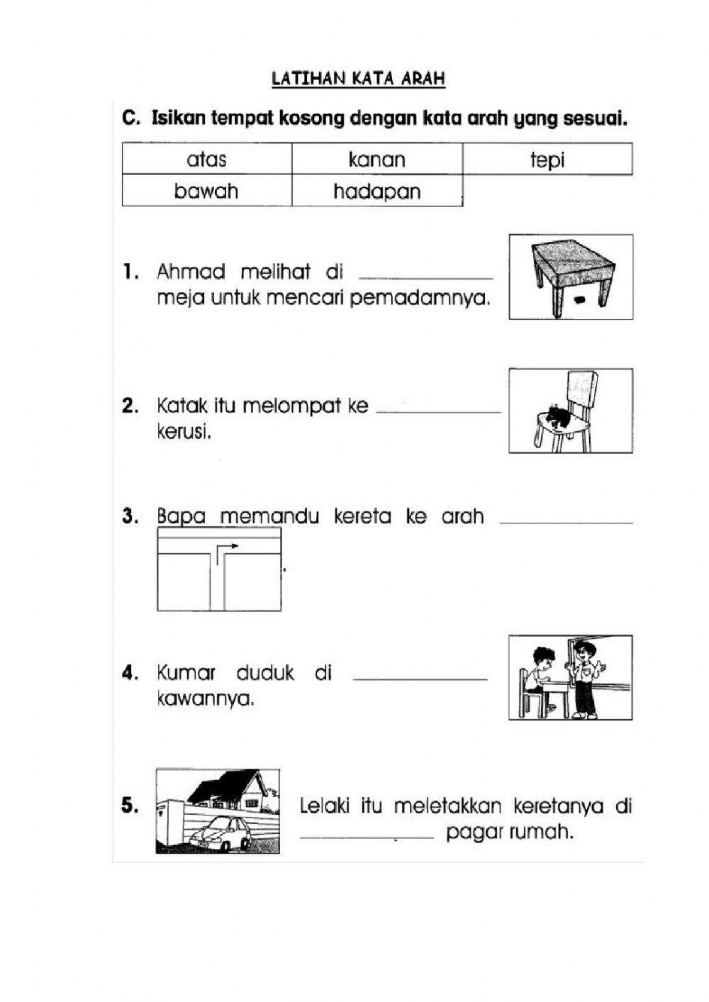 Soalan Kata Arah Tahun 1 hingga 6