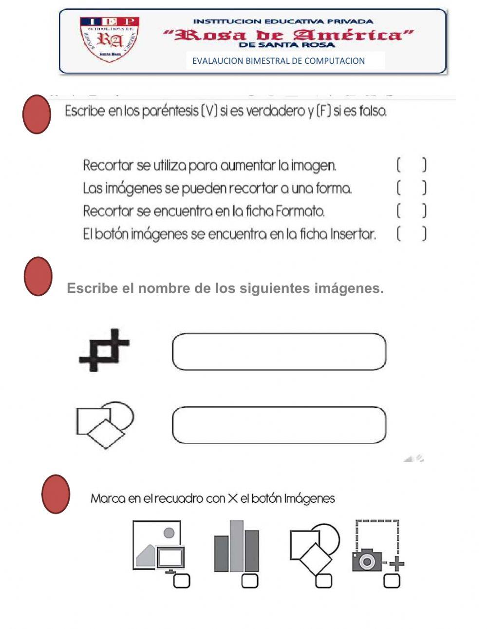 Evaluación bimestral computación