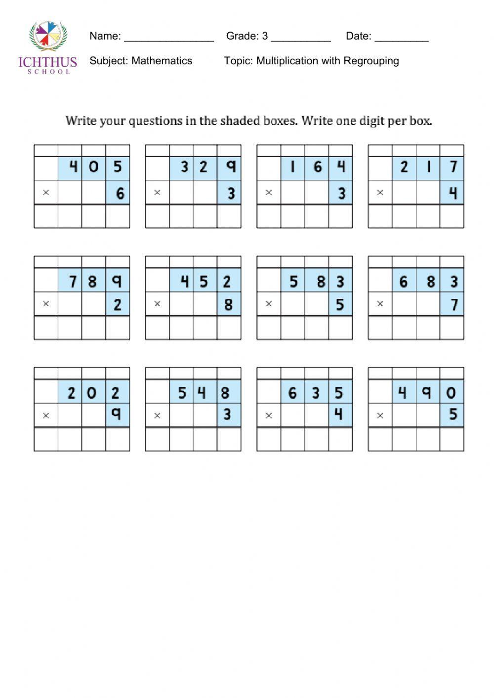 Multiplication with Regrouping