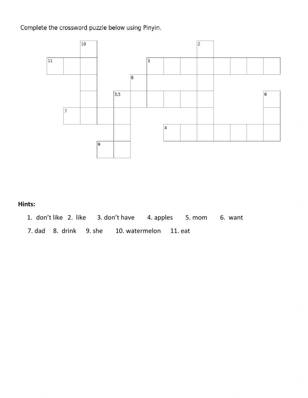 eat,drink,apple..Crossword