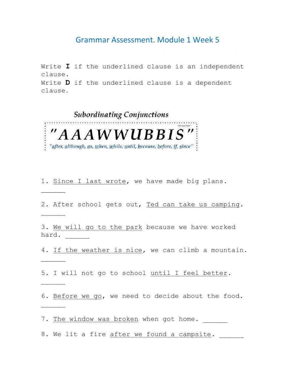 Clauses in complex sentences