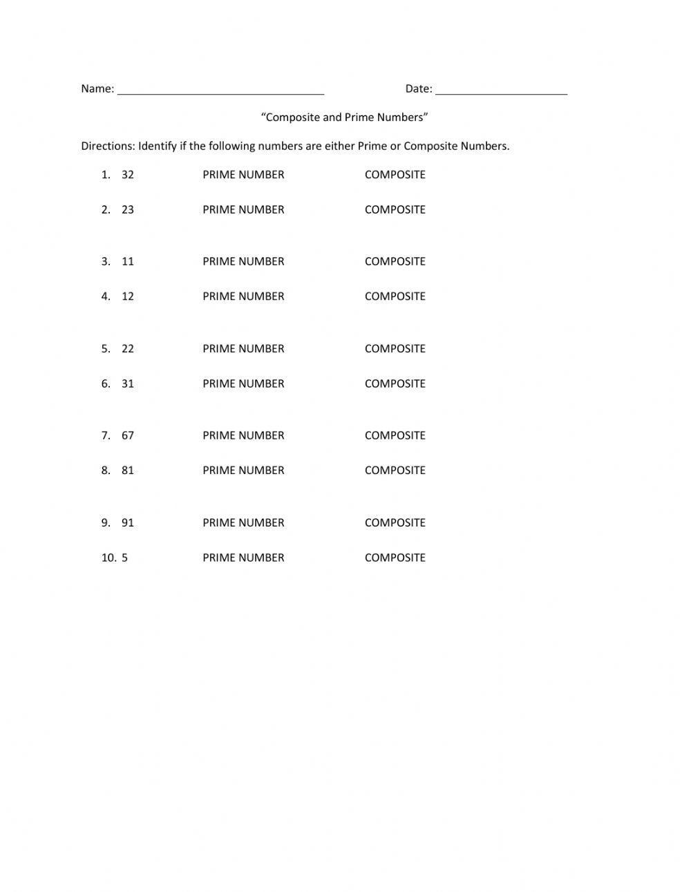 Prime and composite number worksheet live worksheets